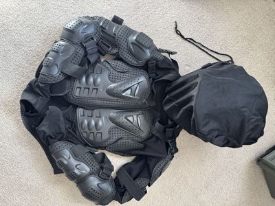 Black Motorcycle/Motocross Protective Jacket Body Armor - Size XL, Spine/Chest/Shoulder Protection