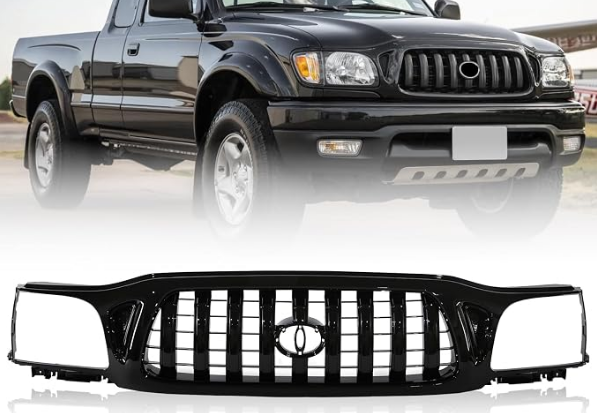Front Bumper Grille Grill Fit for 2001-2004 Toyota Tacoma Glossy Black Grille