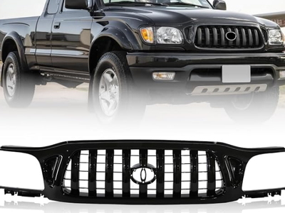 Front Bumper Grille Grill Fit for 2001-2004 Toyota Tacoma Glossy Black Grille