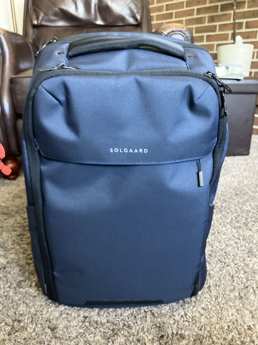 SOLGAARD Carry-on Closet Lite Backpack - Navy Blue, Sustainable Travel Bag with Built-in Shelves