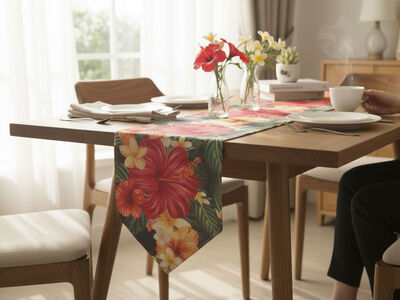 Tropical Hibiscus Floral Table Runner – NEW