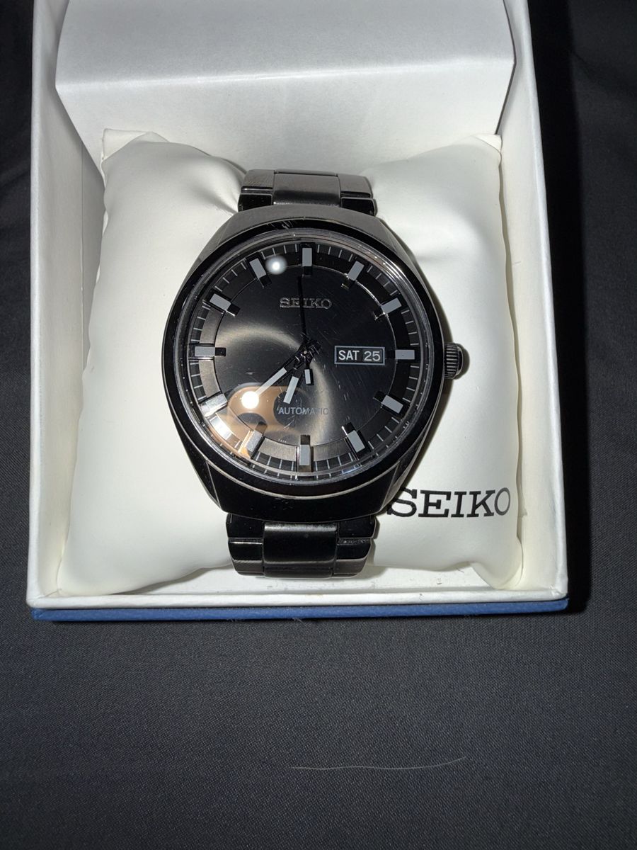 Seiko Recraft SNKN43 All-Black Automatic Men's Watch with Box & Extra Links