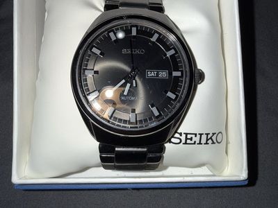 Seiko Recraft SNKN43 All-Black Automatic Men's Watch with Box & Extra Links