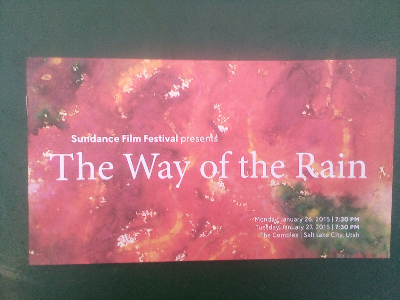 Sundance Film Festival brochure for "The Way of the Rain" performance 2015