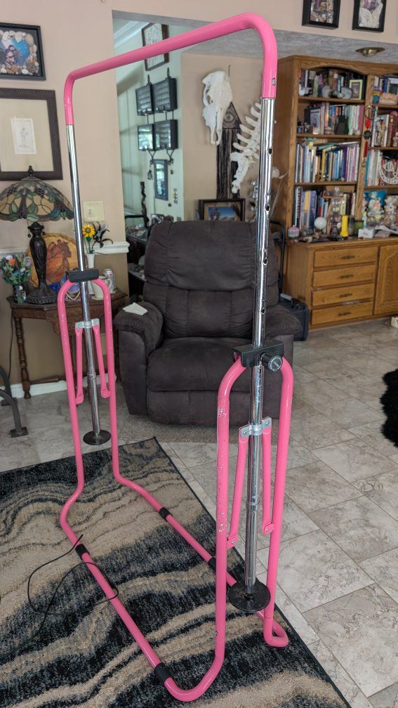 Afoxsos Kids Adjustable 53in Gymnastics Bar YCL-005YT - 4 Heights, Pink Trapeze Bar