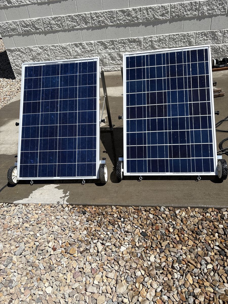 Portable Solar Panel on Wheeled Cart Frame