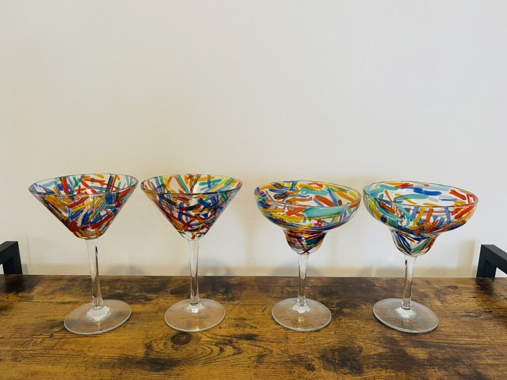 Colorful Martini & Margarita Glassware Set