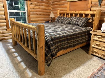 Cal King Log Bed Frame Hand Peeled