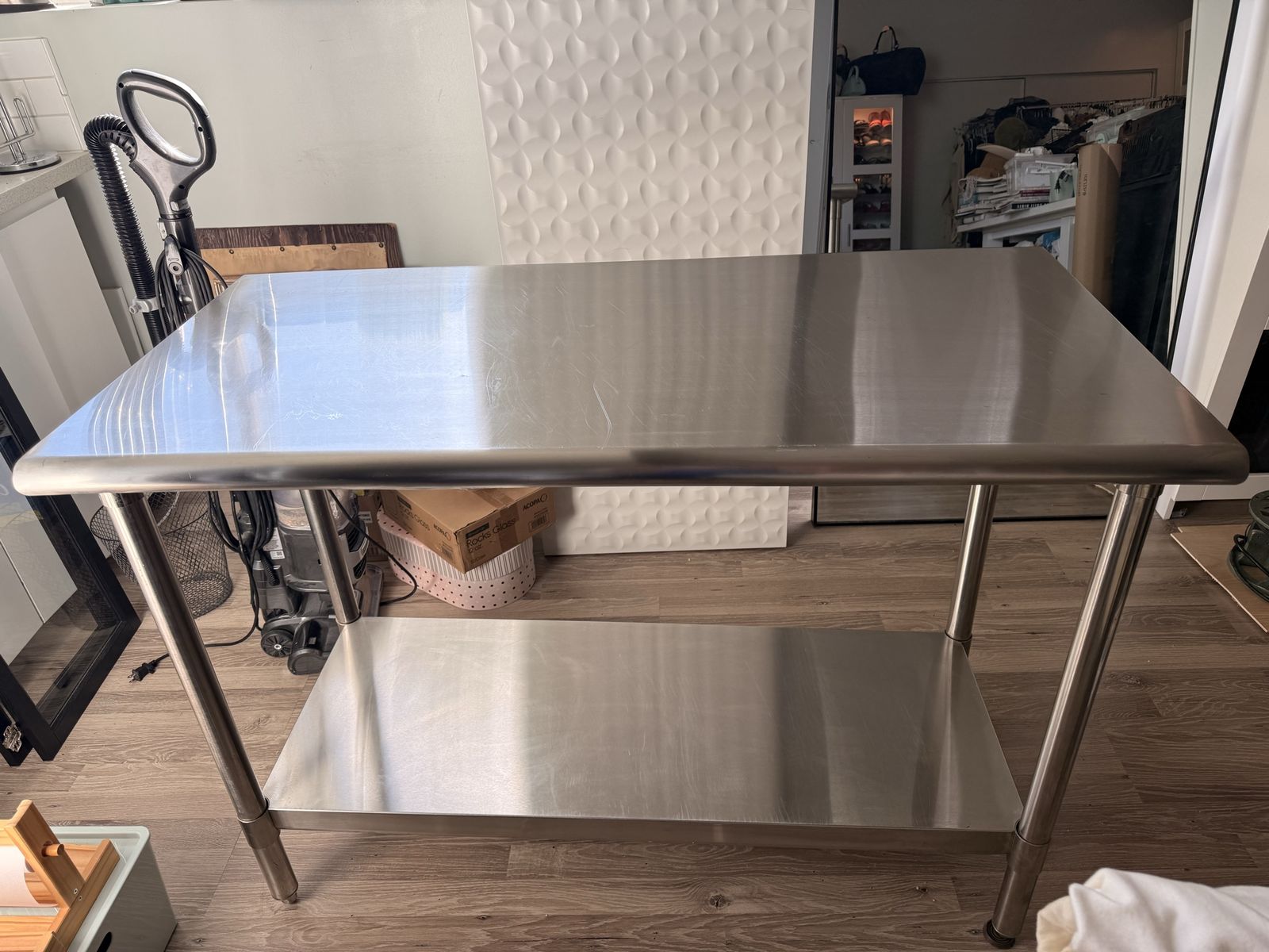 Stainless Steel Prep Table - Durable Commercial Grade Kitchen Island with Lower Shelf
