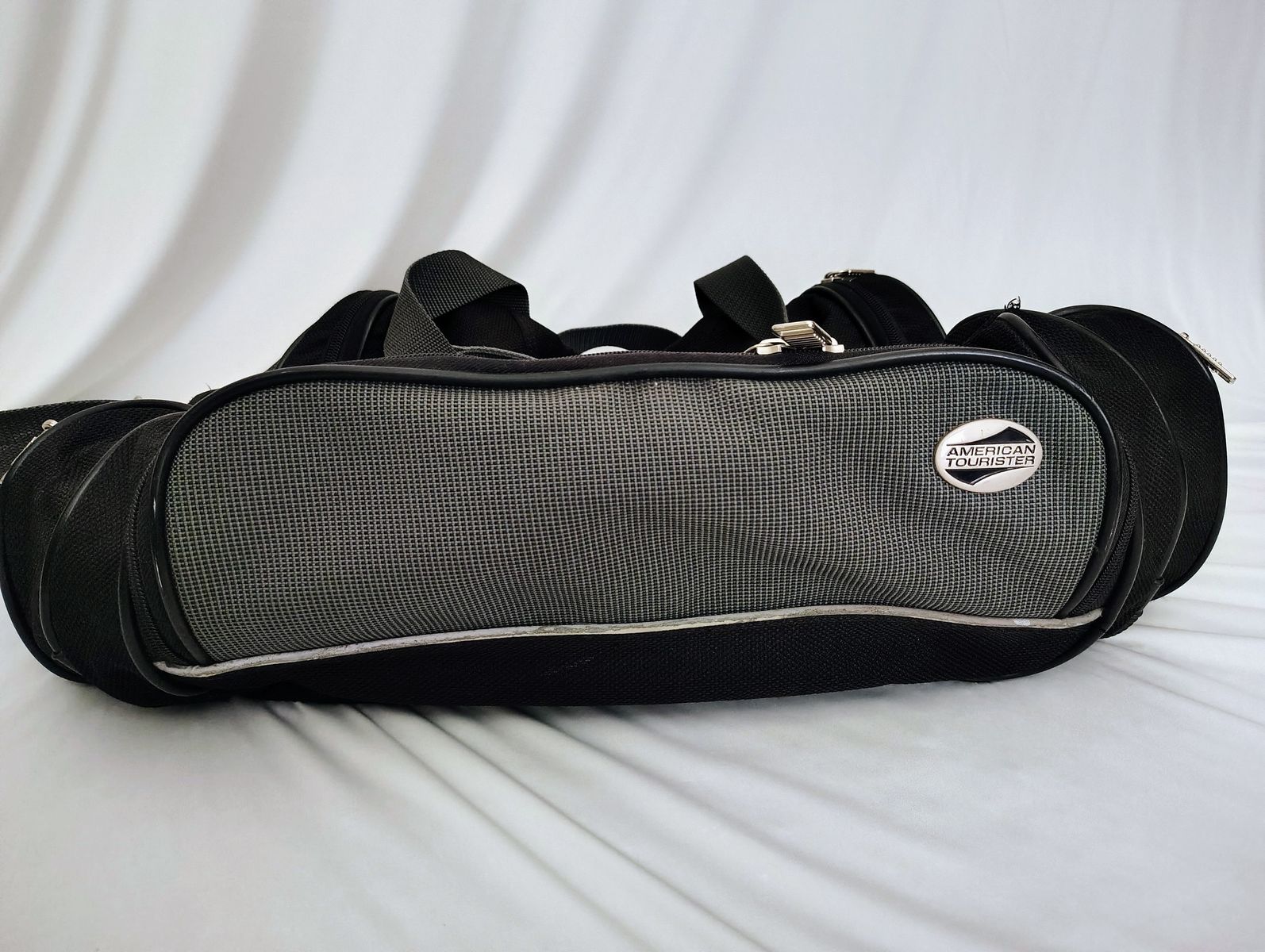 American Tourister Black/Gray Carry-On Travel Duffel Bag with Multiple Pockets