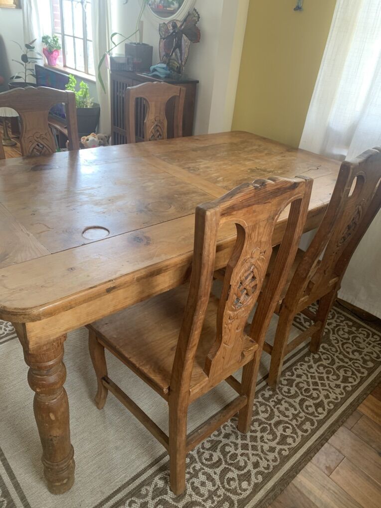 Beautiful Hand Made And Carved Wood Dining Table