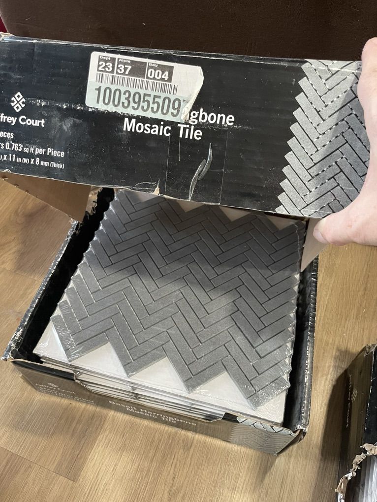 Jeffrey Court Basalt Herringbone Mosaic Tile