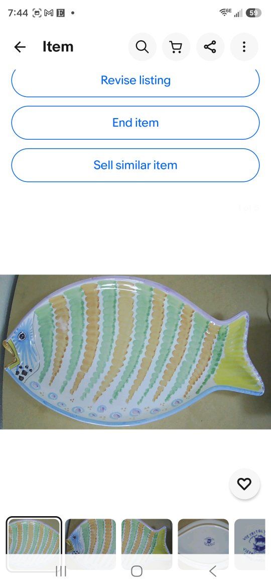 Vintage Italy Vietri Sul Mare Fish Platter Multi Color 17.75 x 9.5x1.75" Dining