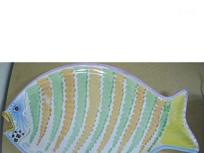 Vintage Italy Vietri Sul Mare Fish Platter Multi Color 17.75 x 9.5x1.75" Dining