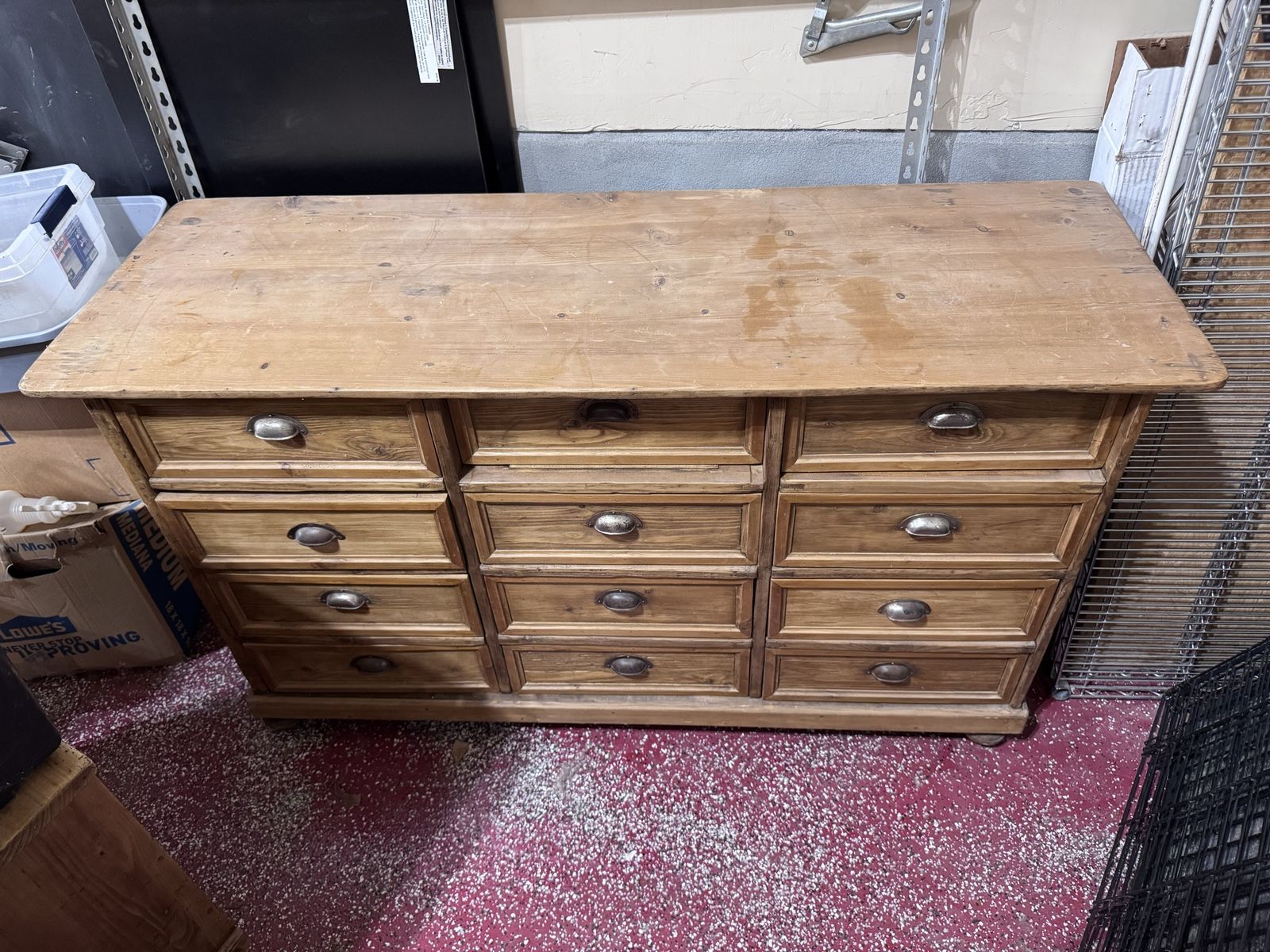 Dresser - 12 Drawers, Rustic Finish