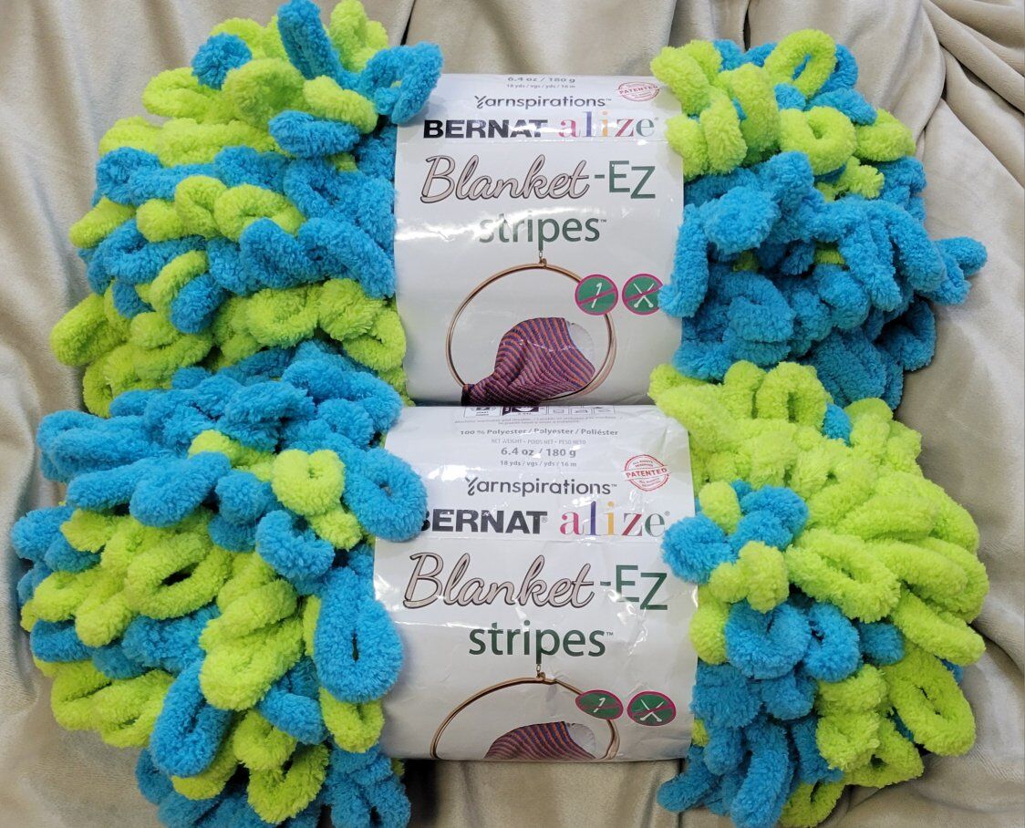 2 skeins blanket ez stripes yarn no tools reqd