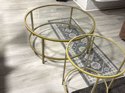 Glass coffee and end table set