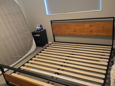 King Size Metal and Wood Platform Bed Frame