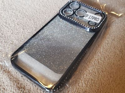 Sparkle Rhinestone Phone Case for iPhone 17 Pro - Silver Glitter Bling Camera Cover