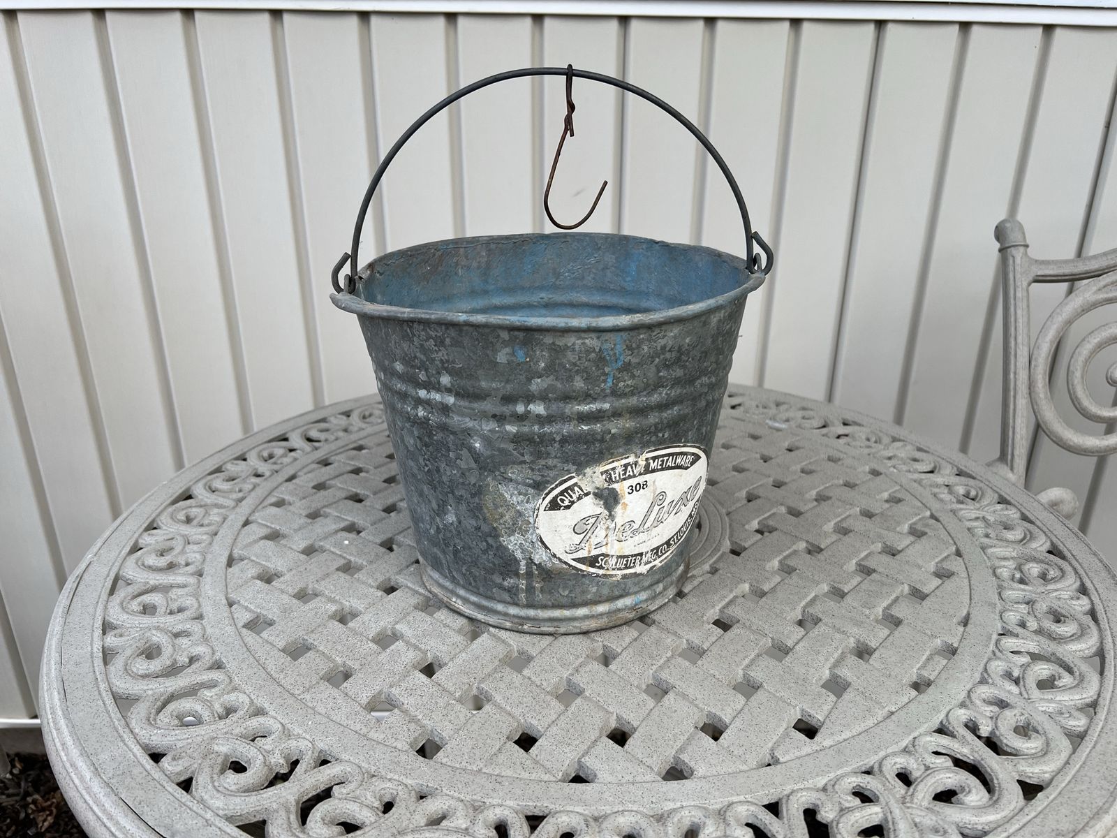 Vintage Bolin Galvanized Metal Bucket Pail #308 - Rustic Farmhouse Decor