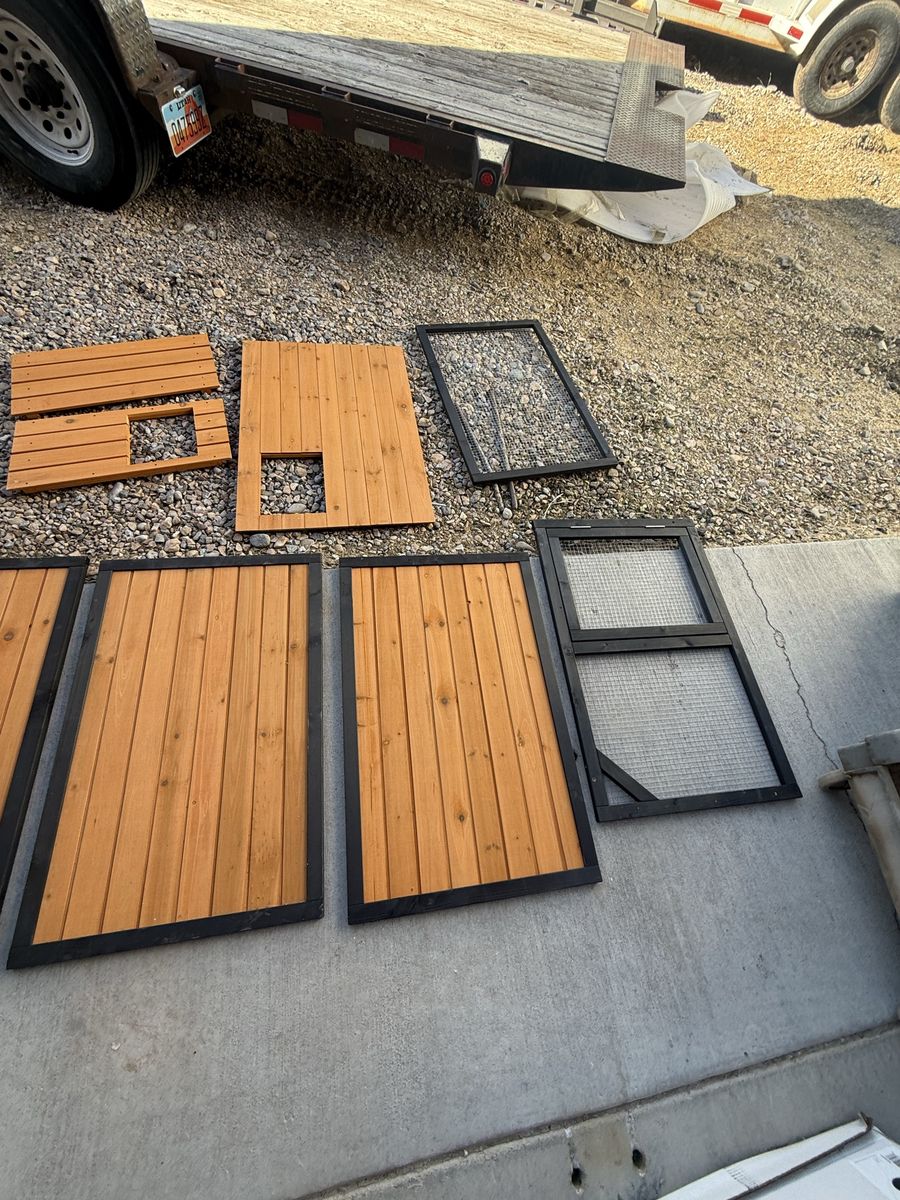 Chicken coop cat house pieces.