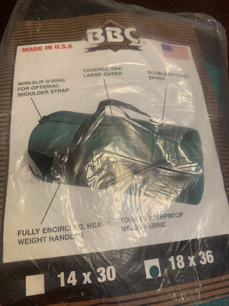 BBC Big Bag Co. 18x36 Jumbo Big Bag Co. Green Waterproof Nylon Duffle Bag with YKK Zipper - Made in USA