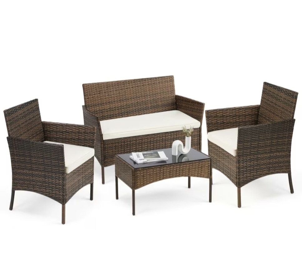 NEW WICKER PATIO FURNITURE SET INCLUDES A COFFEE TABLE/COLOR GRAY
