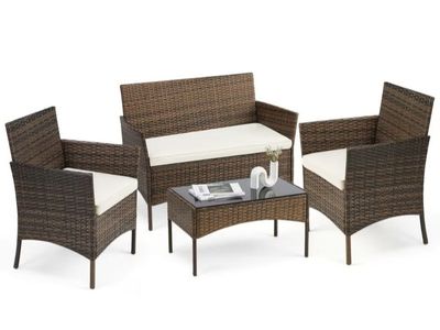 NEW WICKER PATIO FURNITURE SET INCLUDES A COFFEE TABLE/COLOR GRAY