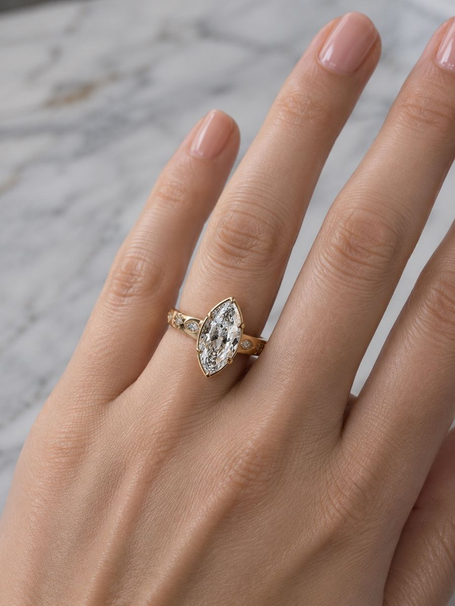 1.75CTW Marquise LAB Diamond Engagement Ring with Mixed Accents – 14K Gold, E/VS1, IGI Certified