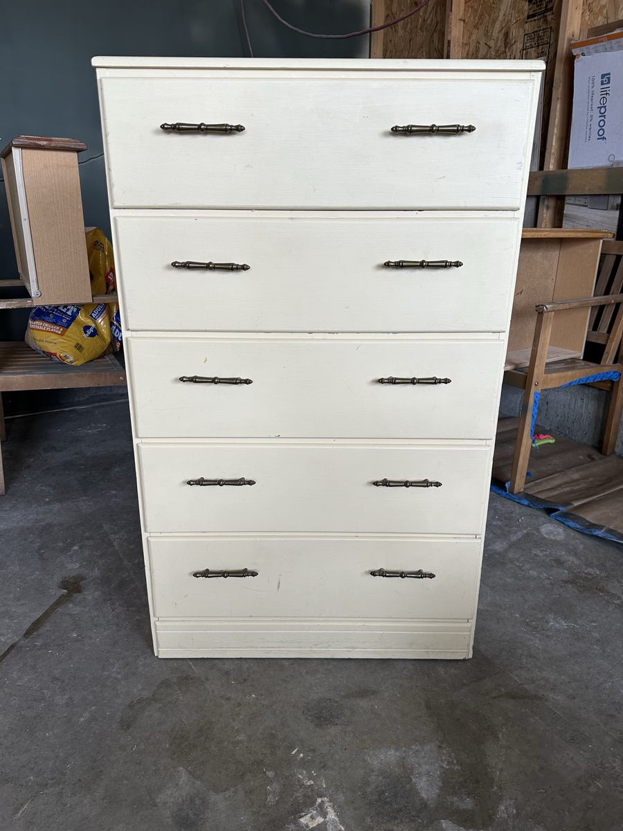Antique 5-Drawer Tall Dresser Chest 