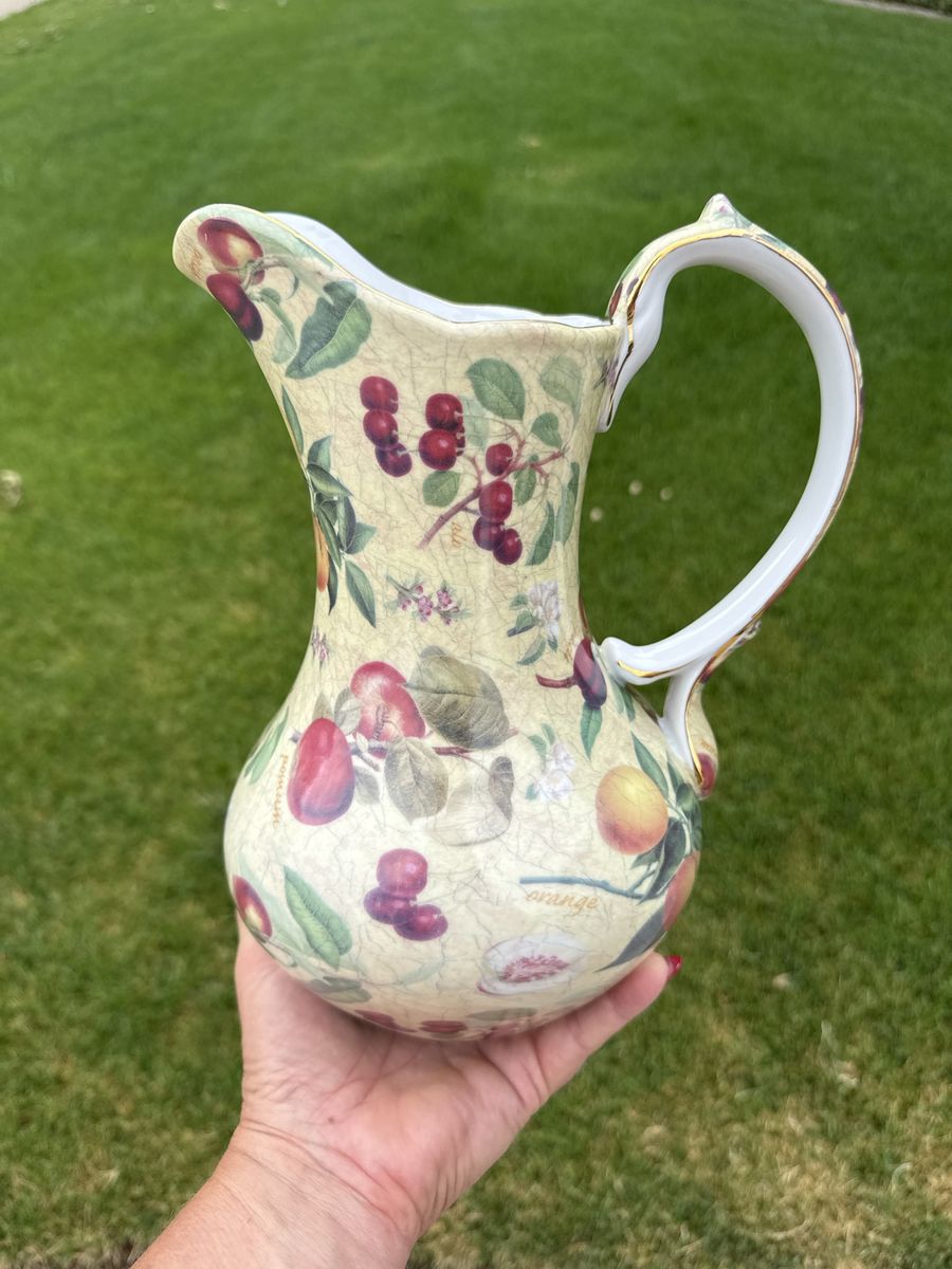 Formalities by Baum Bros. Botanical Fruit Chintz Collection Ceramic Pitcher - Hand Wash