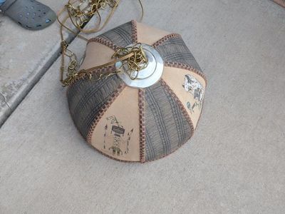 Vintage Southwestern Style Chandelier Pendant Light Fixture with Native American Inspired Artwork