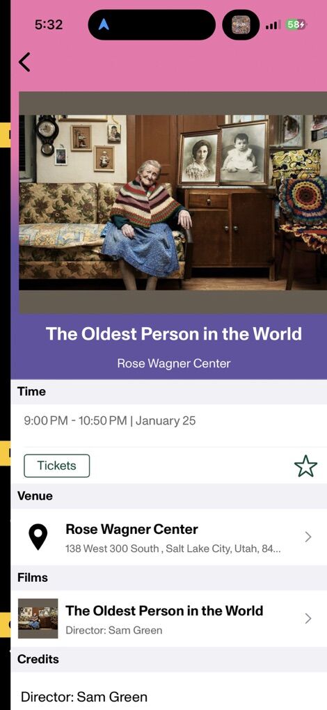 Sundance Tickets: The Oldest Person