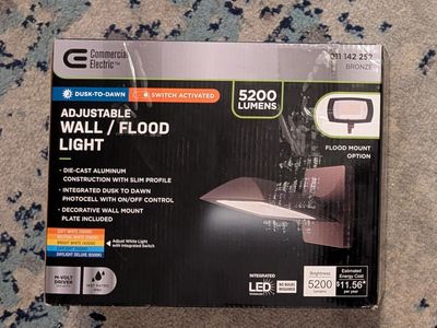 NEW ARFL 250-Watt Equivalent, 5000-Lumens, Integrated LED, Arch Wall Flood Light, Bronze