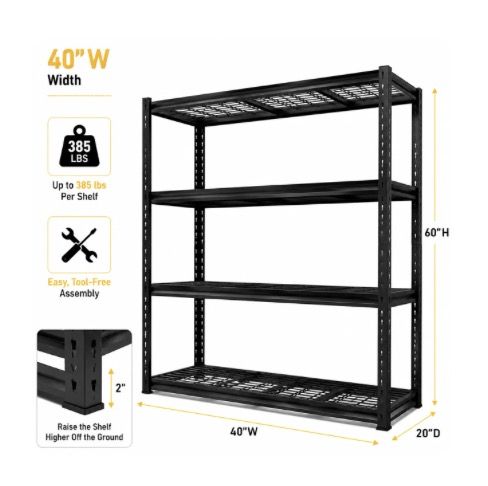 NEW ZEUKMXOO 40"W 4-Tier Wire Shelving Unit, Adjustable Heavy Duty Garage Storage Rack