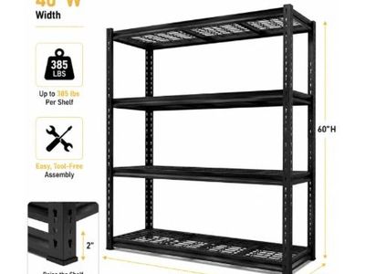 NEW ZEUKMXOO 40"W 4-Tier Wire Shelving Unit, Adjustable Heavy Duty Garage Storage Rack