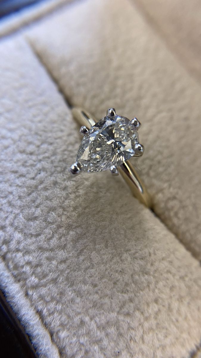 Brand New 0.90ct Pear Diamond Ring | GIA Certified | 14k Gold | Size 4