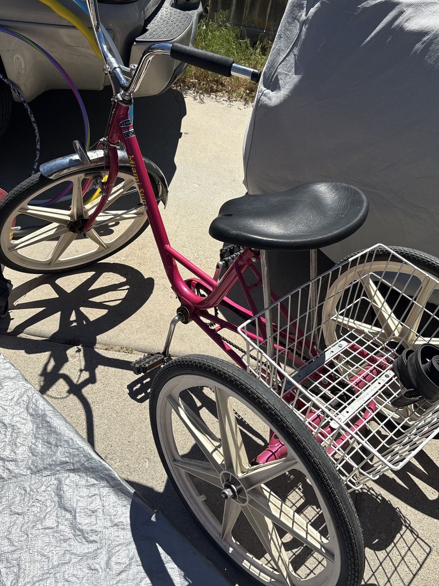 Miami Sun Adult Tricycle - Pink 3-Wheel Bike w/ Large Rear Basket - Used