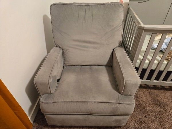 Baby Relax swivel rocking recliner in light gray