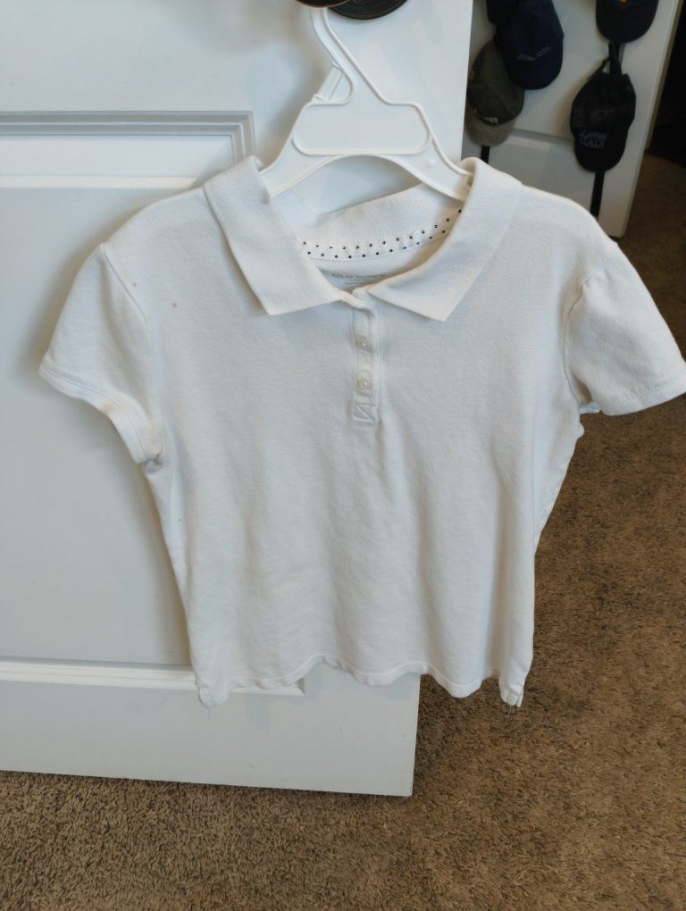 Girls size 10/12 white polo shirt