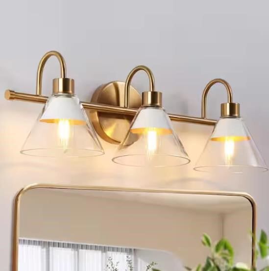 Uolfin Gold Bathroom Vanity Light, 3-Light