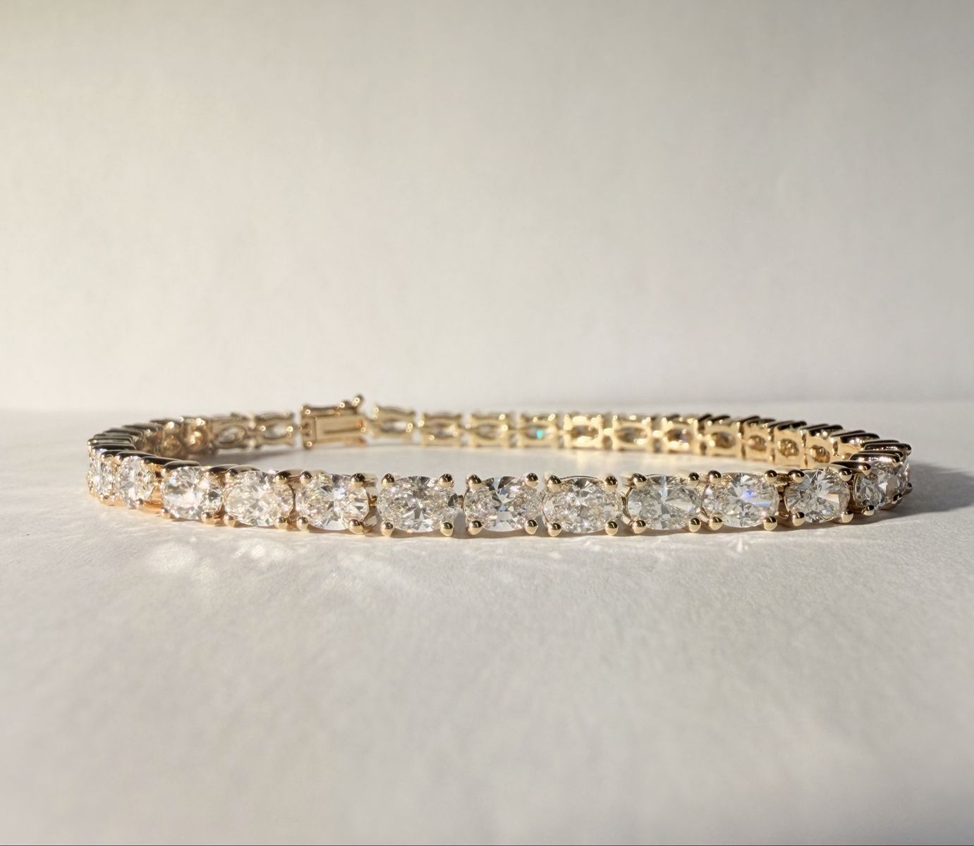 7.98 Carats Oval Cut Lab Grown Diamond Tennis Bracelet.