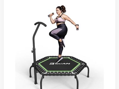 GBCAN 48” Foldable Mini Trampoline Rebounder with Adjustable Handrail