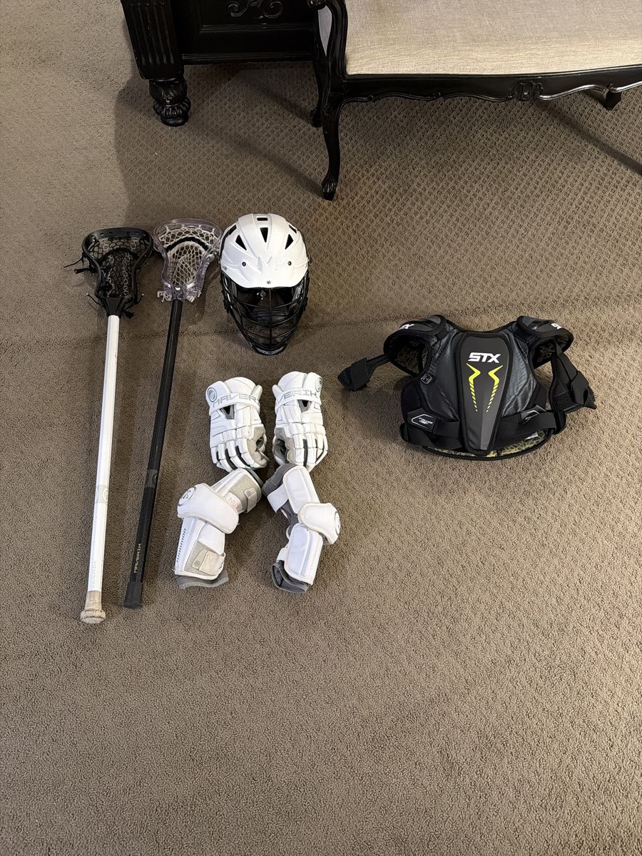 Lacrosse sticks and gear.