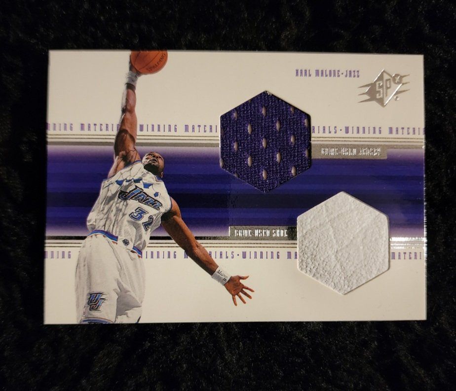 Karl Malone Double patch. jersey/shoe card