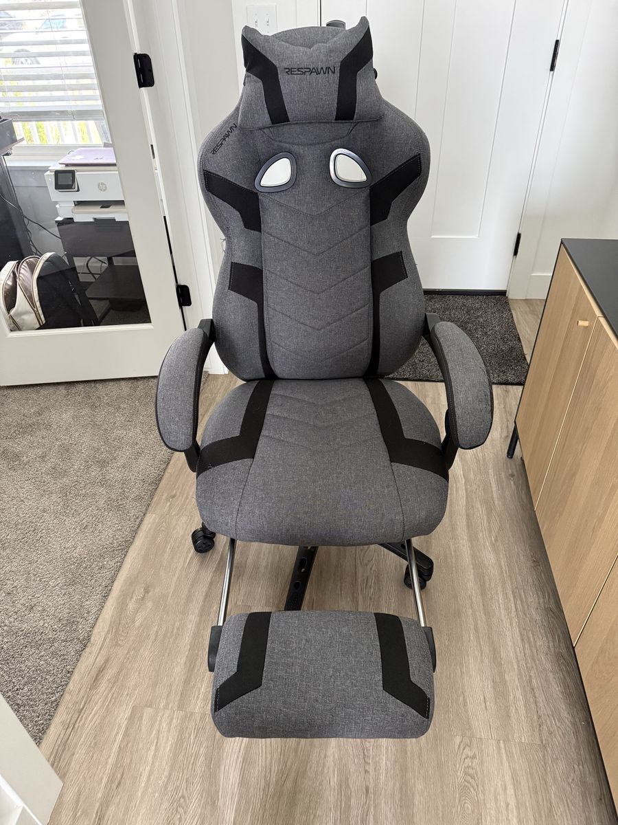 Respawn Reclining Fabric Gaming Chair with Extendable Footrest - Gray