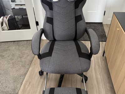 Respawn Reclining Fabric Gaming Chair with Extendable Footrest - Gray