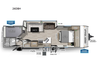 2027 Forest River RV Cherokee Grey Wolf 26DBH Travel Trailer Bunkhouse|Front Bedroom|Outdoor Kitchen|Two Entry/Exit Doors|U