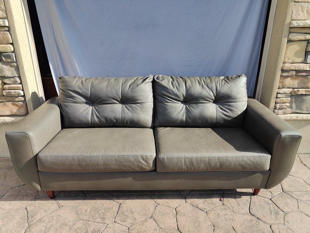 Unvrs Furniture Dark Gray Faux Leather 2-Seater Sofa