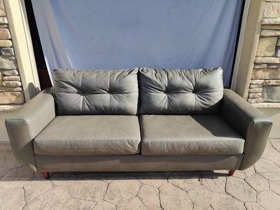 Unvrs Furniture Dark Gray Faux Leather 2-Seater Sofa